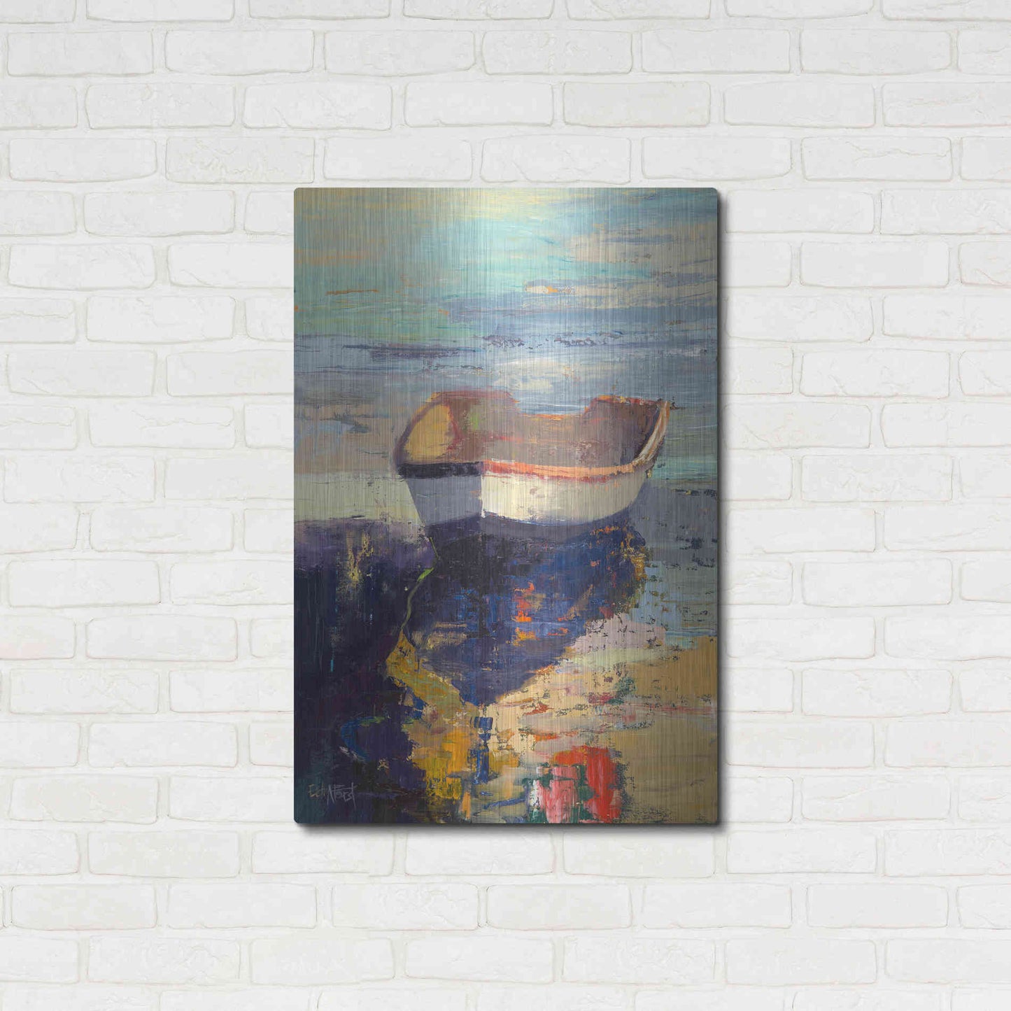 Luxe Metal Art 'Blueglow' by Beth Forst, Metal Wall Art,24x36