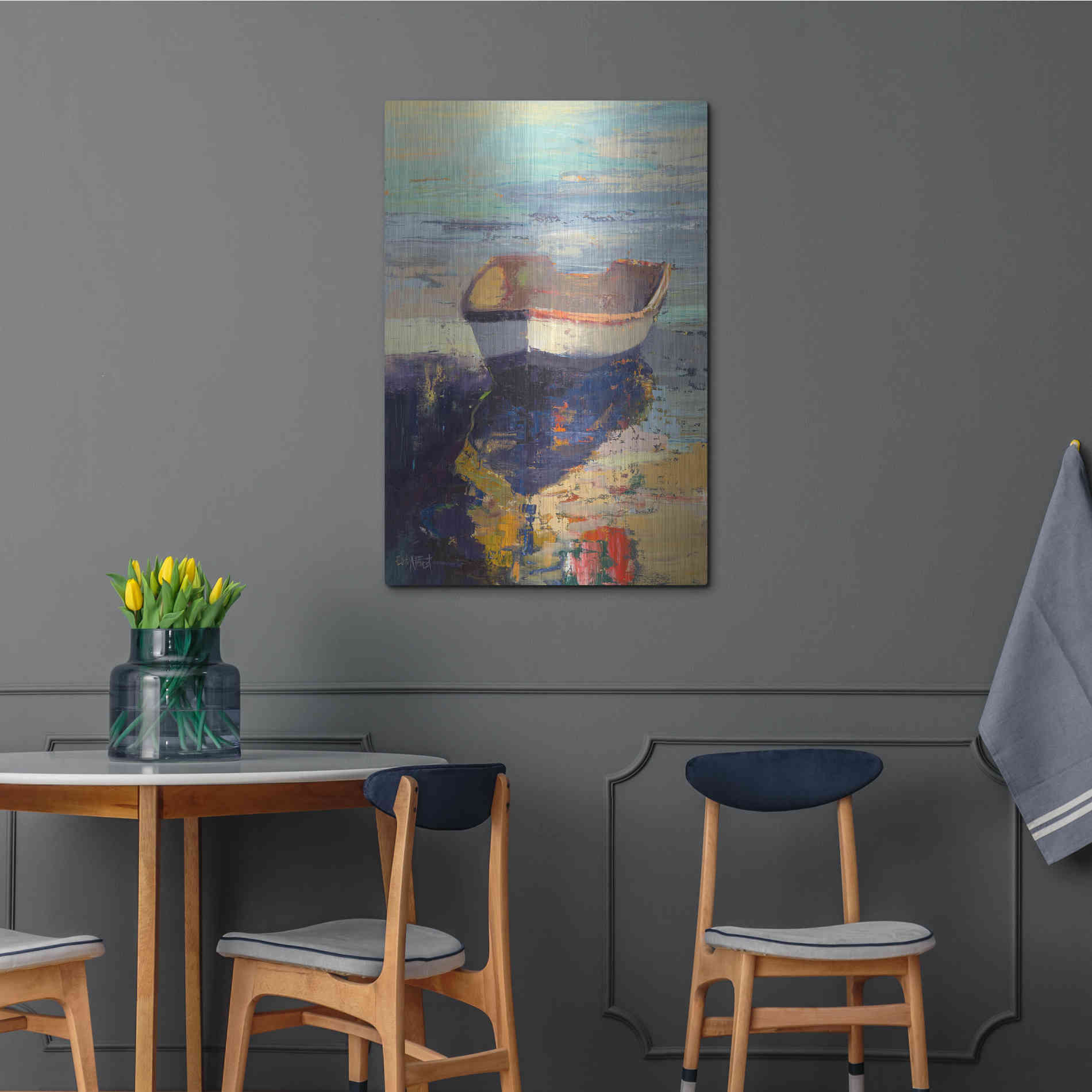 Luxe Metal Art 'Blueglow' by Beth Forst, Metal Wall Art,24x36