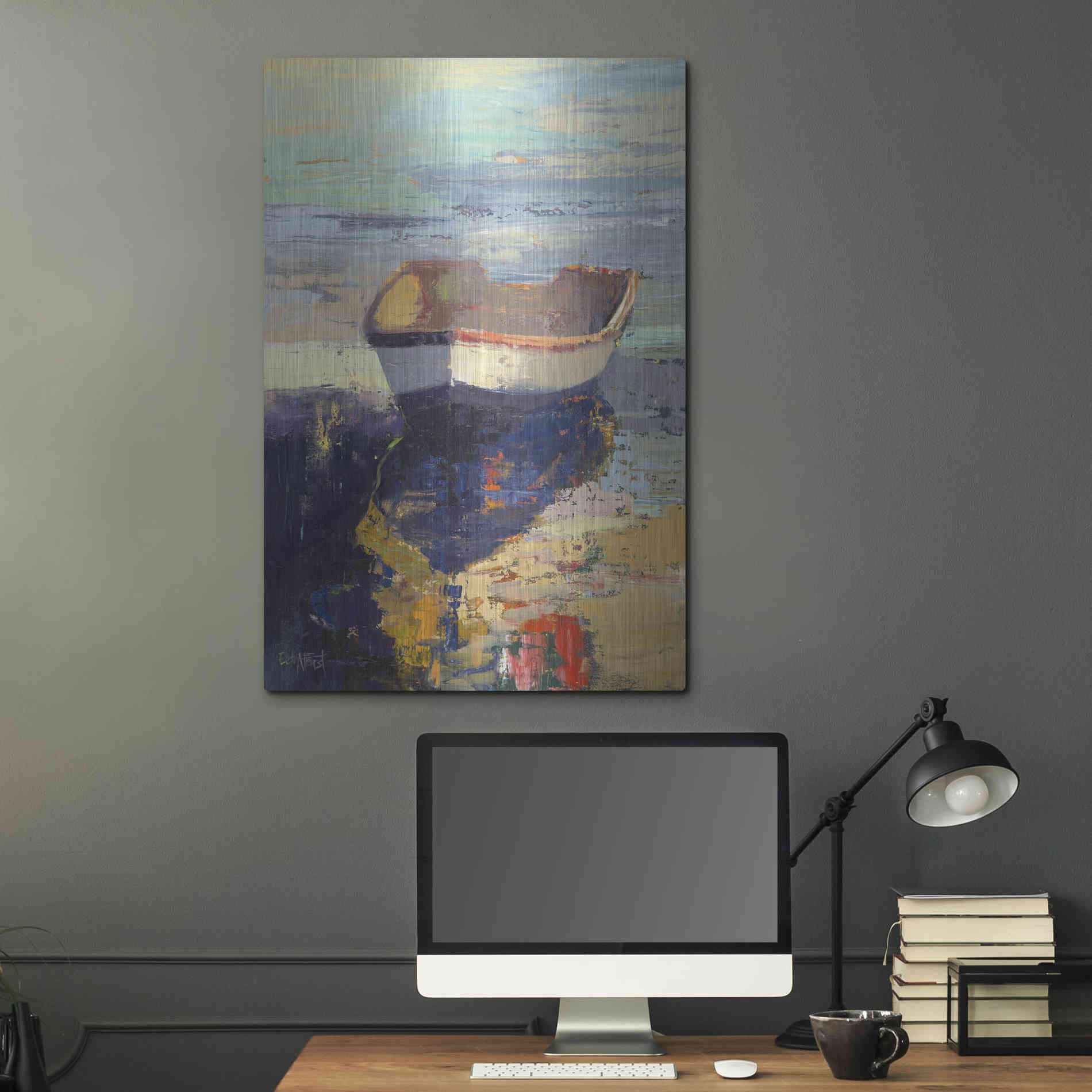 Luxe Metal Art 'Blueglow' by Beth Forst, Metal Wall Art,24x36