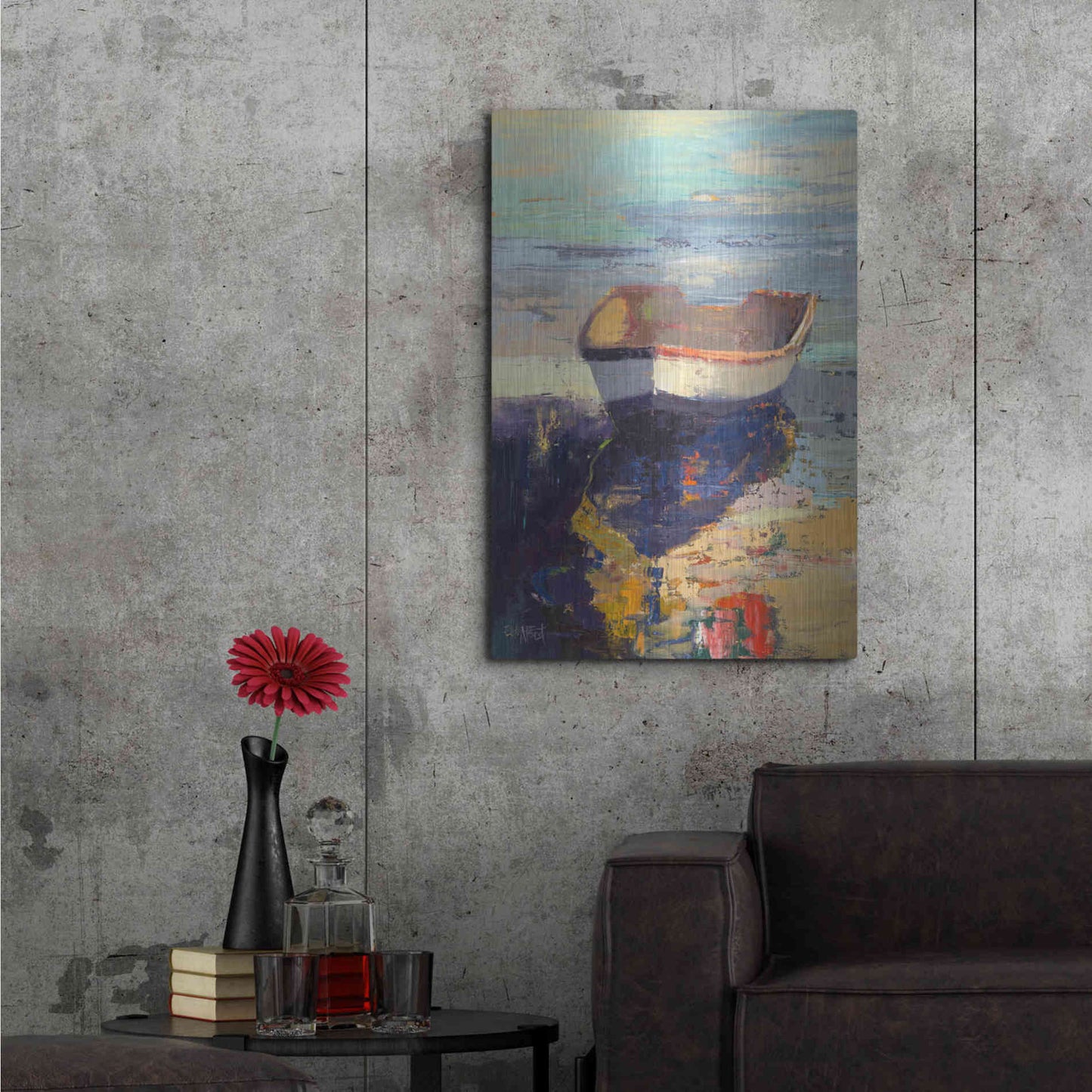 Luxe Metal Art 'Blueglow' by Beth Forst, Metal Wall Art,24x36