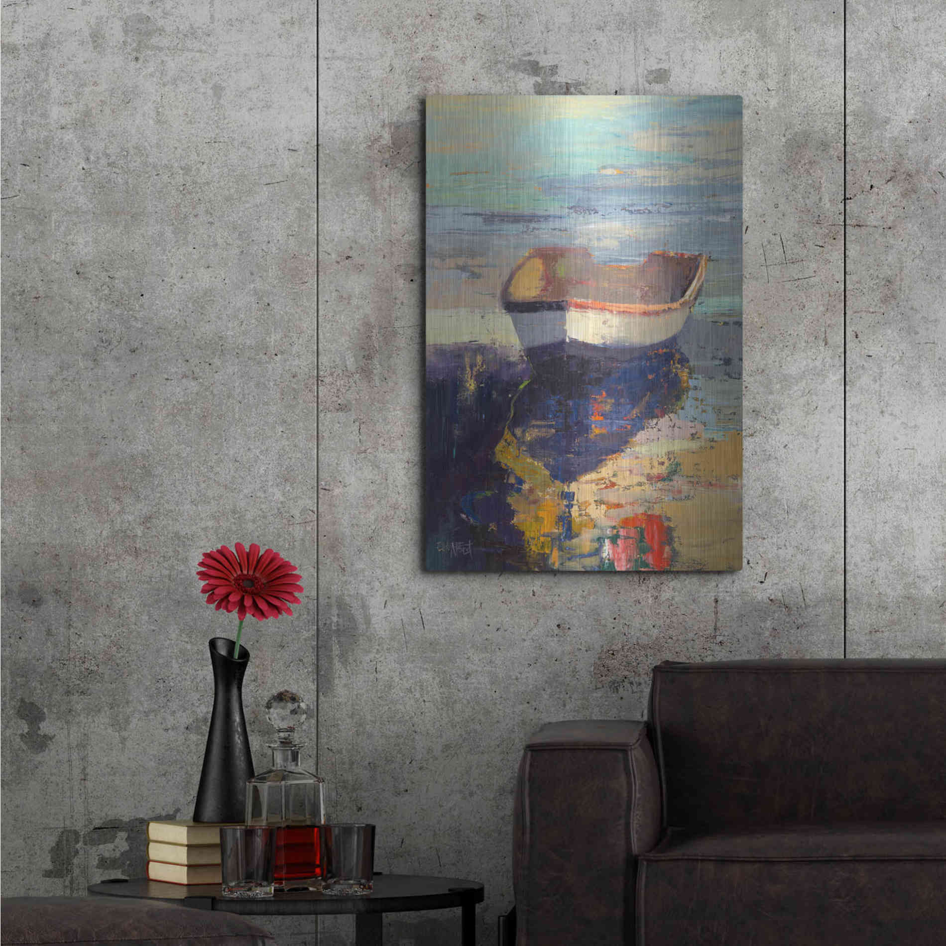 Luxe Metal Art 'Blueglow' by Beth Forst, Metal Wall Art,24x36