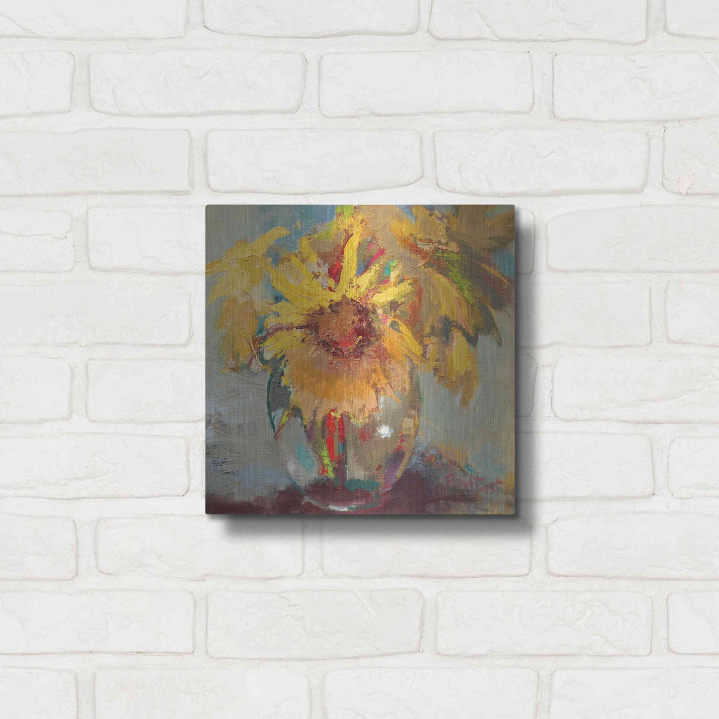 Luxe Metal Art 'Water Globe Blossoms' by Beth Forst, Metal Wall Art,12x12