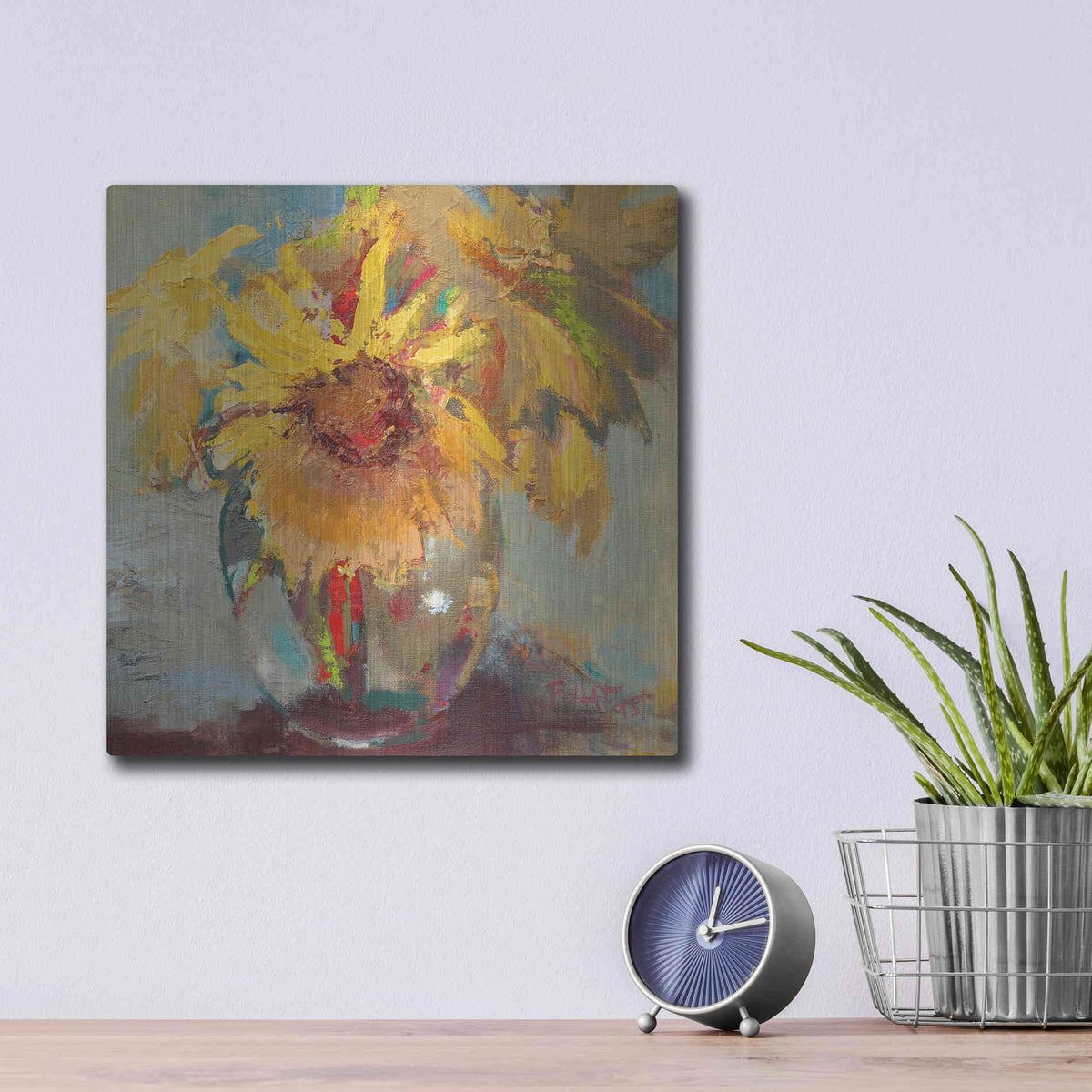 Luxe Metal Art 'Water Globe Blossoms' by Beth Forst, Metal Wall Art,12x12
