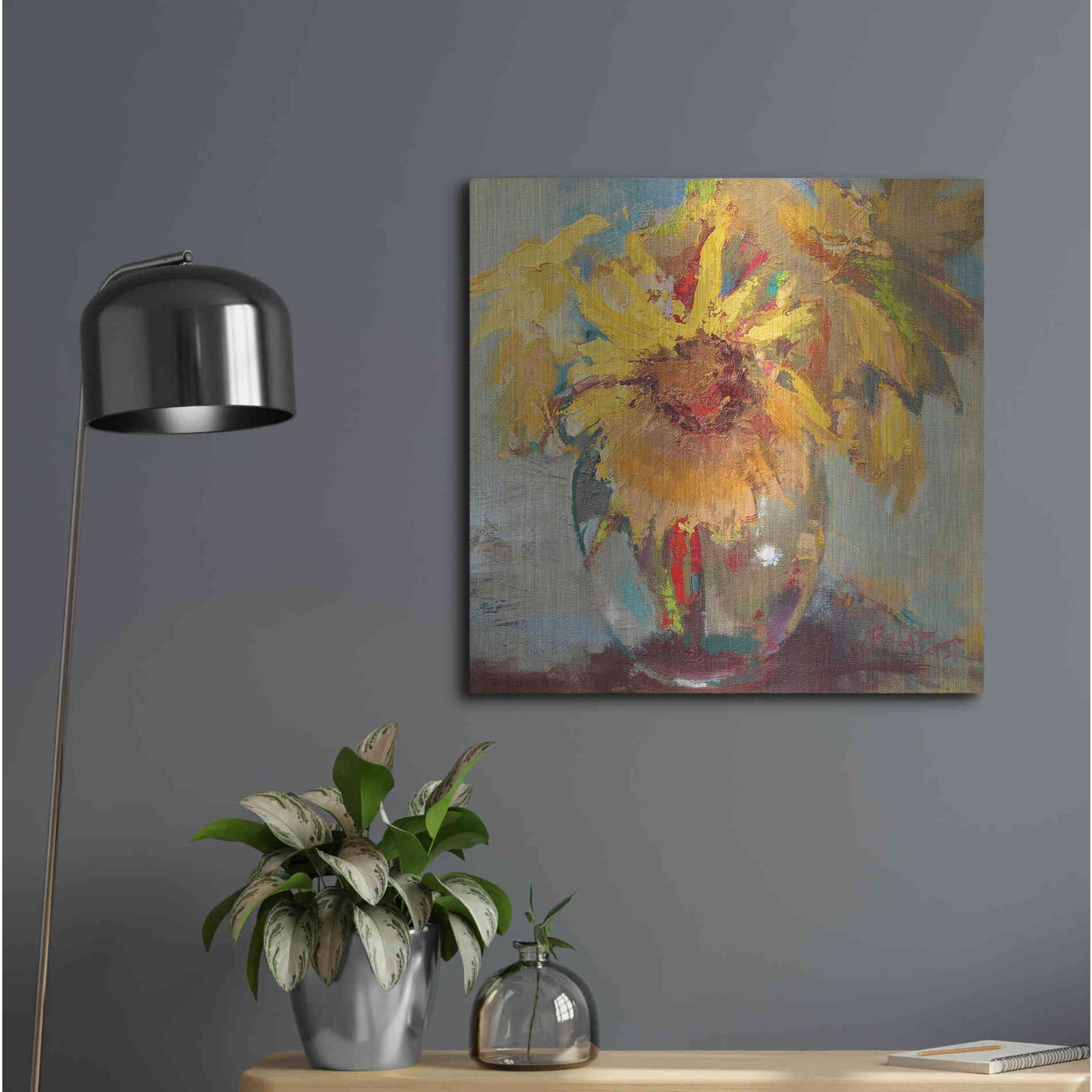 Luxe Metal Art 'Water Globe Blossoms' by Beth Forst, Metal Wall Art,24x24