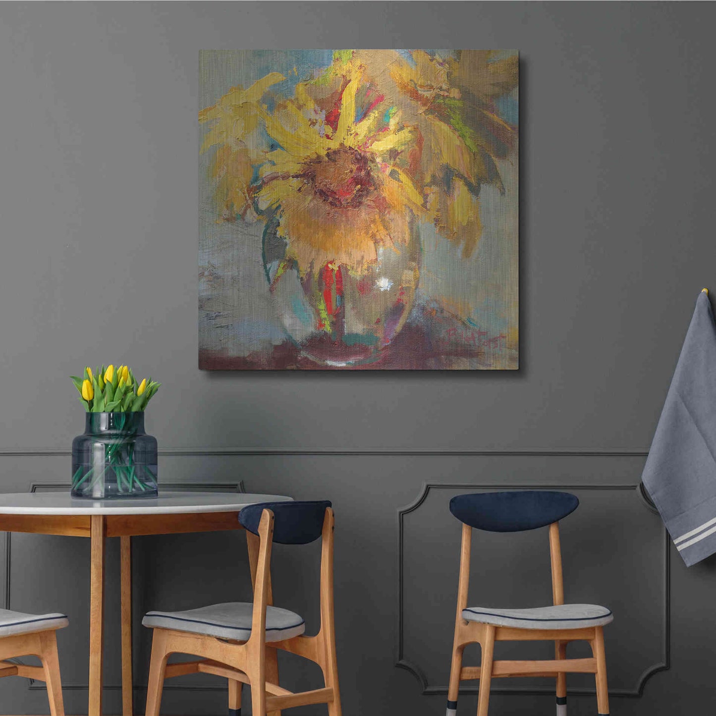 Luxe Metal Art 'Water Globe Blossoms' by Beth Forst, Metal Wall Art,36x36