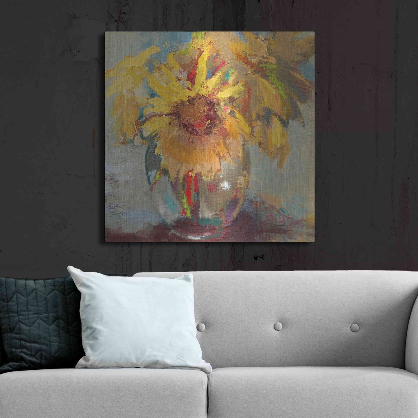 Luxe Metal Art 'Water Globe Blossoms' by Beth Forst, Metal Wall Art,36x36