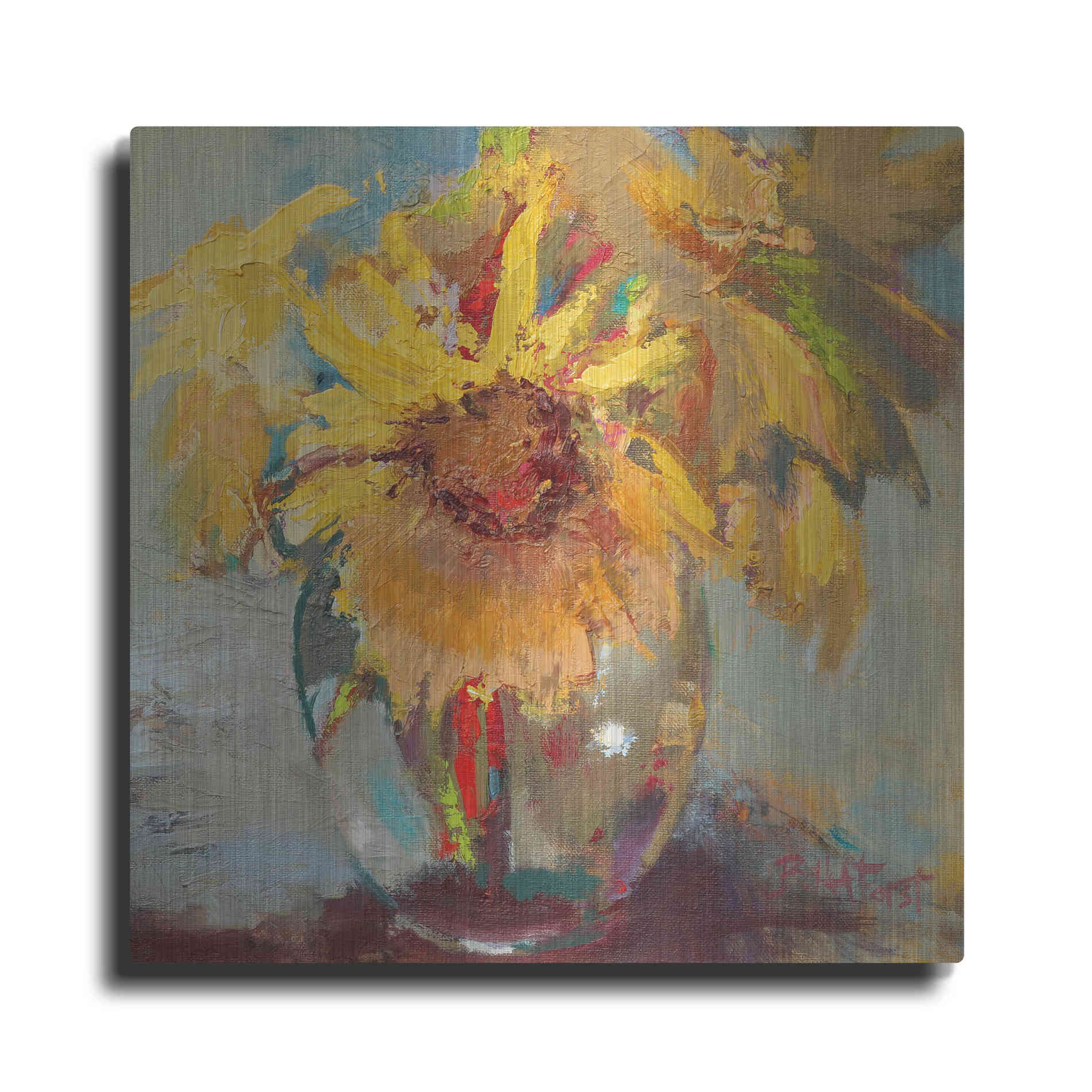 Luxe Metal Art 'Water Globe Blossoms' by Beth Forst, Metal Wall Art