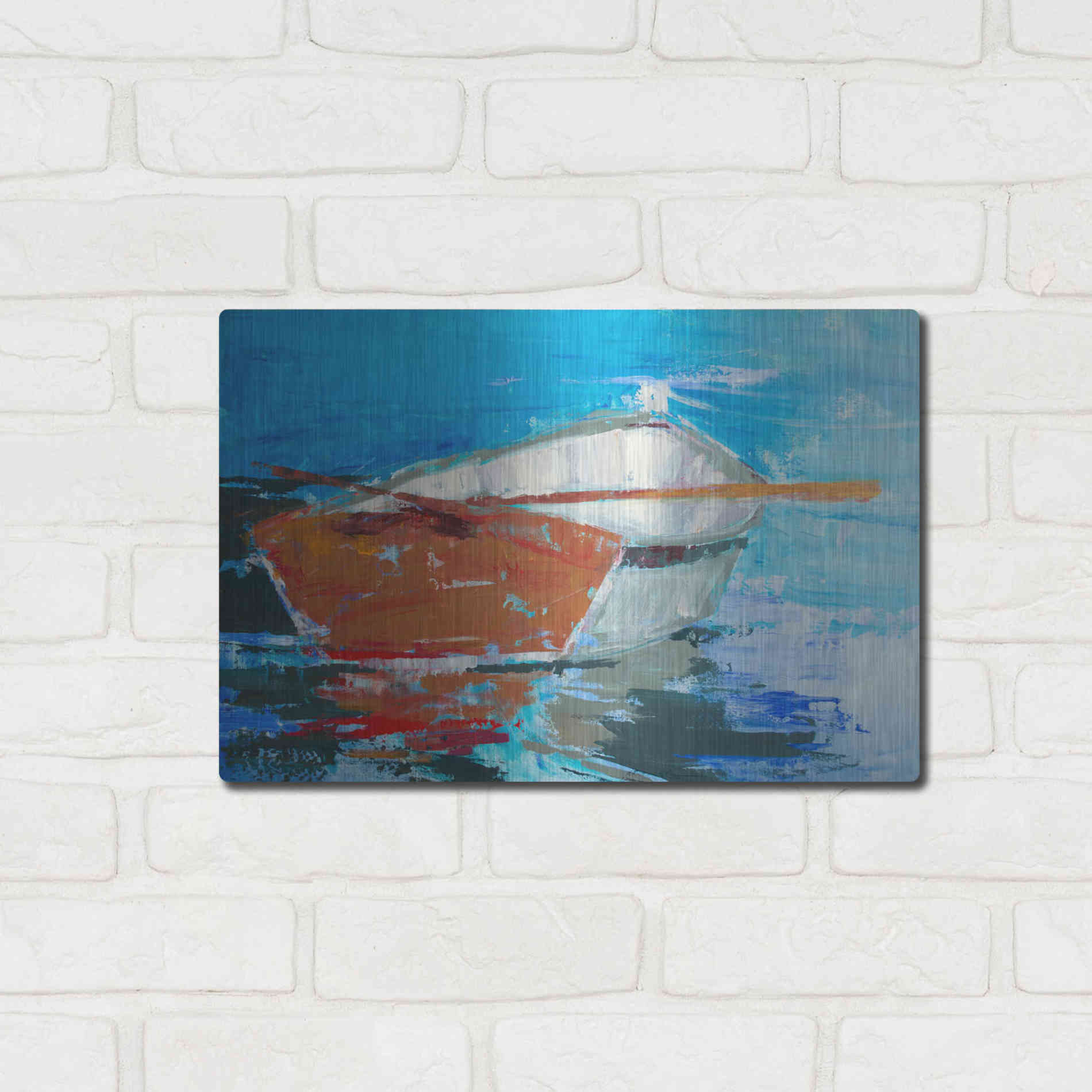 Luxe Metal Art 'Row, Row' by Beth Forst, Metal Wall Art,16x12