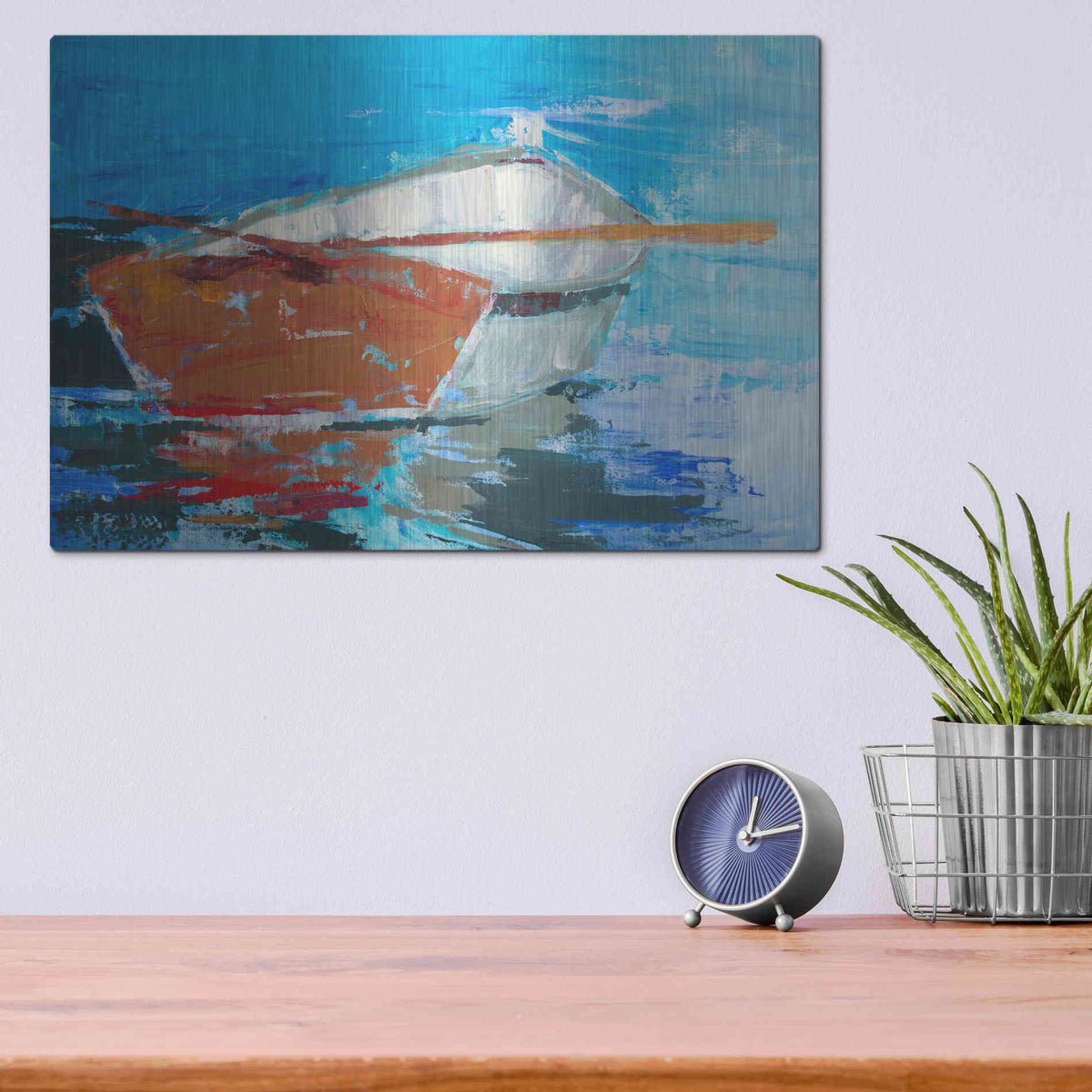 Luxe Metal Art 'Row, Row' by Beth Forst, Metal Wall Art,16x12