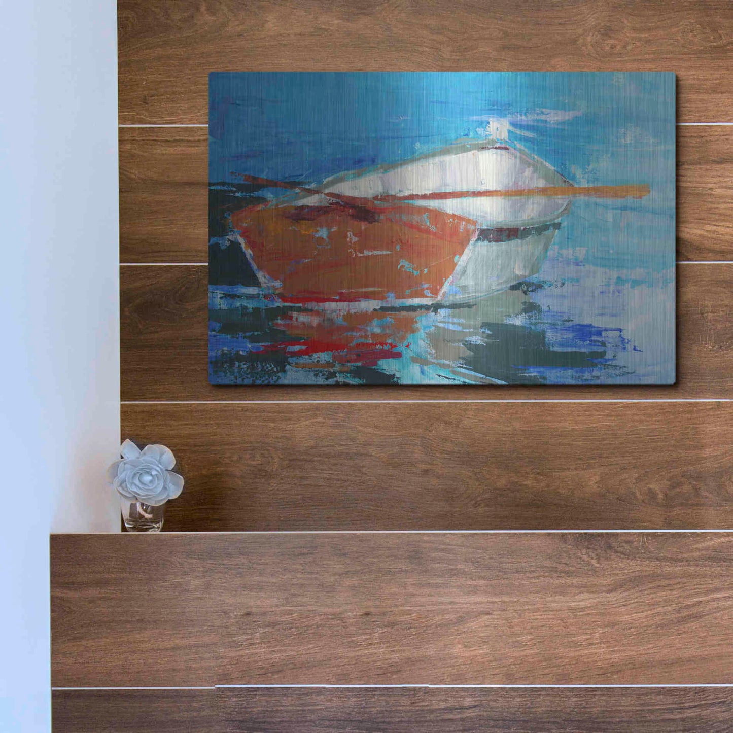 Luxe Metal Art 'Row, Row' by Beth Forst, Metal Wall Art,16x12