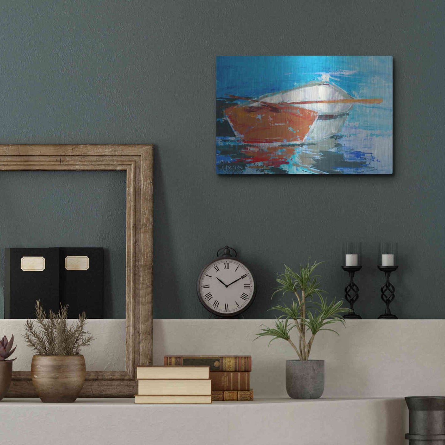 Luxe Metal Art 'Row, Row' by Beth Forst, Metal Wall Art,16x12