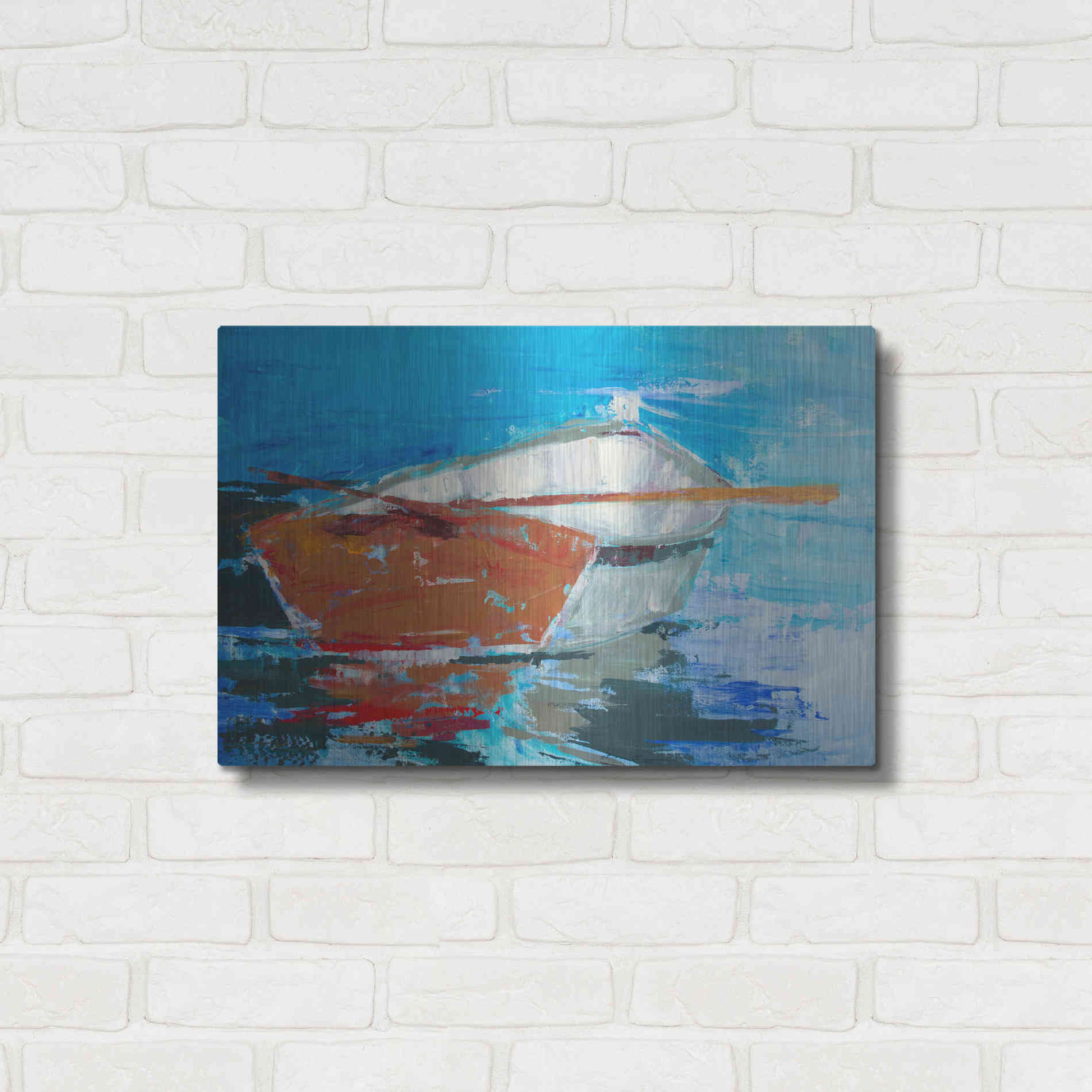 Luxe Metal Art 'Row, Row' by Beth Forst, Metal Wall Art,24x16