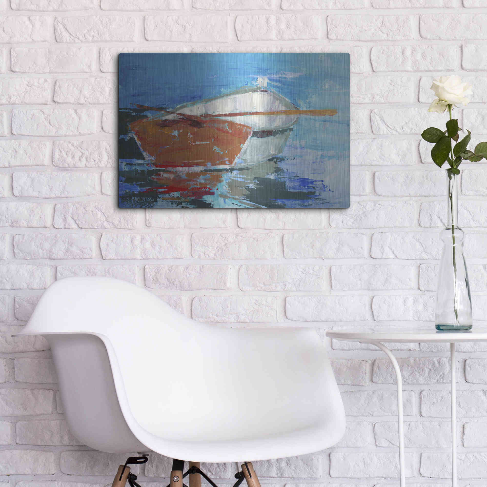 Luxe Metal Art 'Row, Row' by Beth Forst, Metal Wall Art,24x16