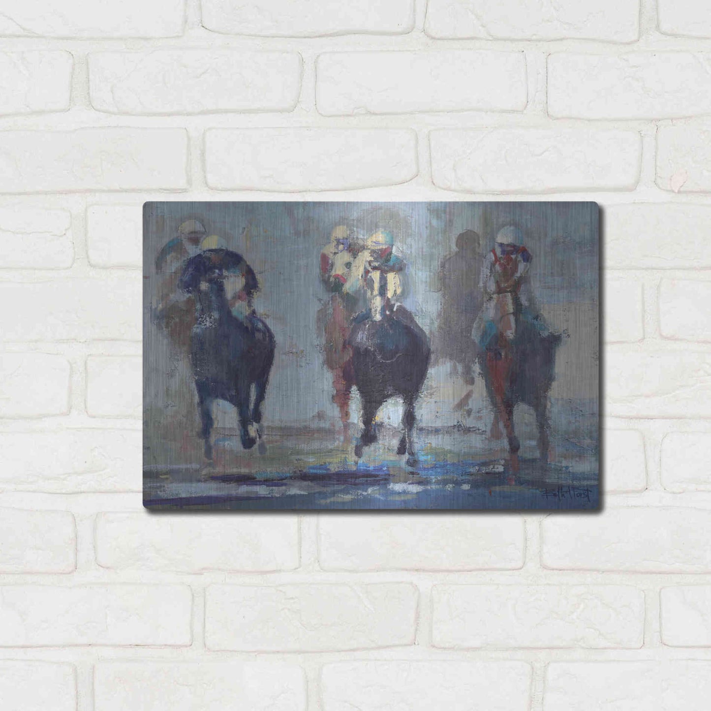 Luxe Metal Art 'Thunder Run' by Beth Forst, Metal Wall Art,16x12