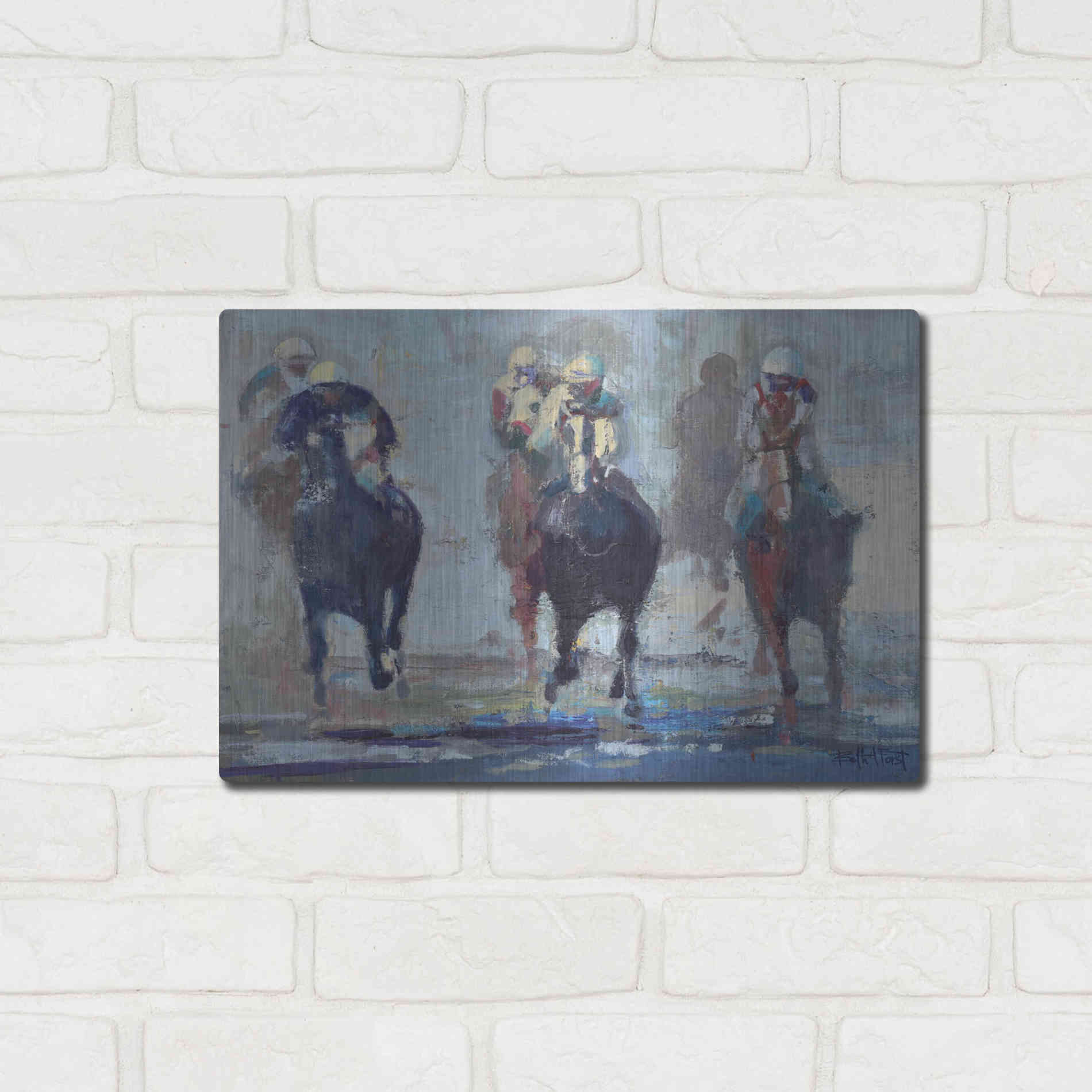 Luxe Metal Art 'Thunder Run' by Beth Forst, Metal Wall Art,16x12