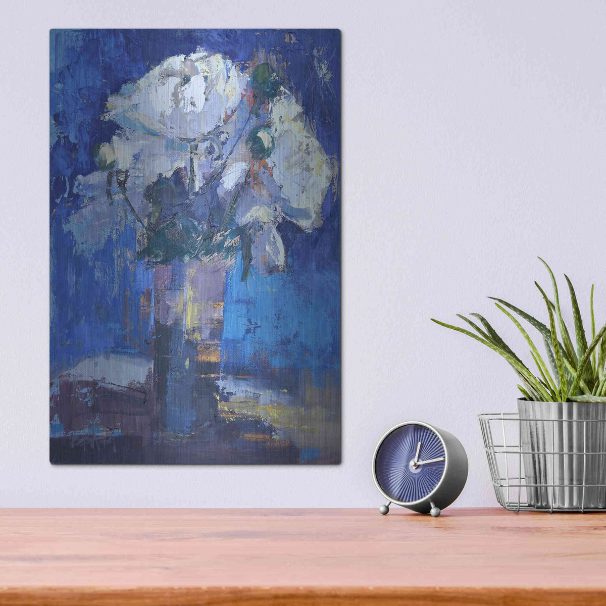 Luxe Metal Art 'White Peonies' by Beth Forst, Metal Wall Art,12x16