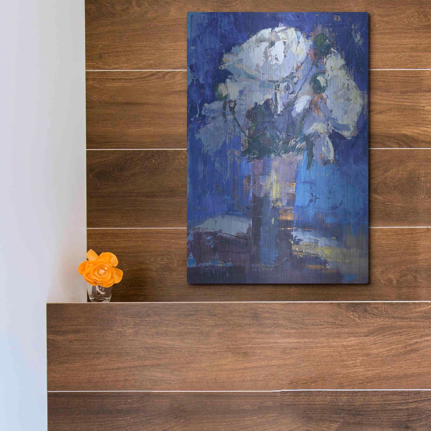 Luxe Metal Art 'White Peonies' by Beth Forst, Metal Wall Art,12x16