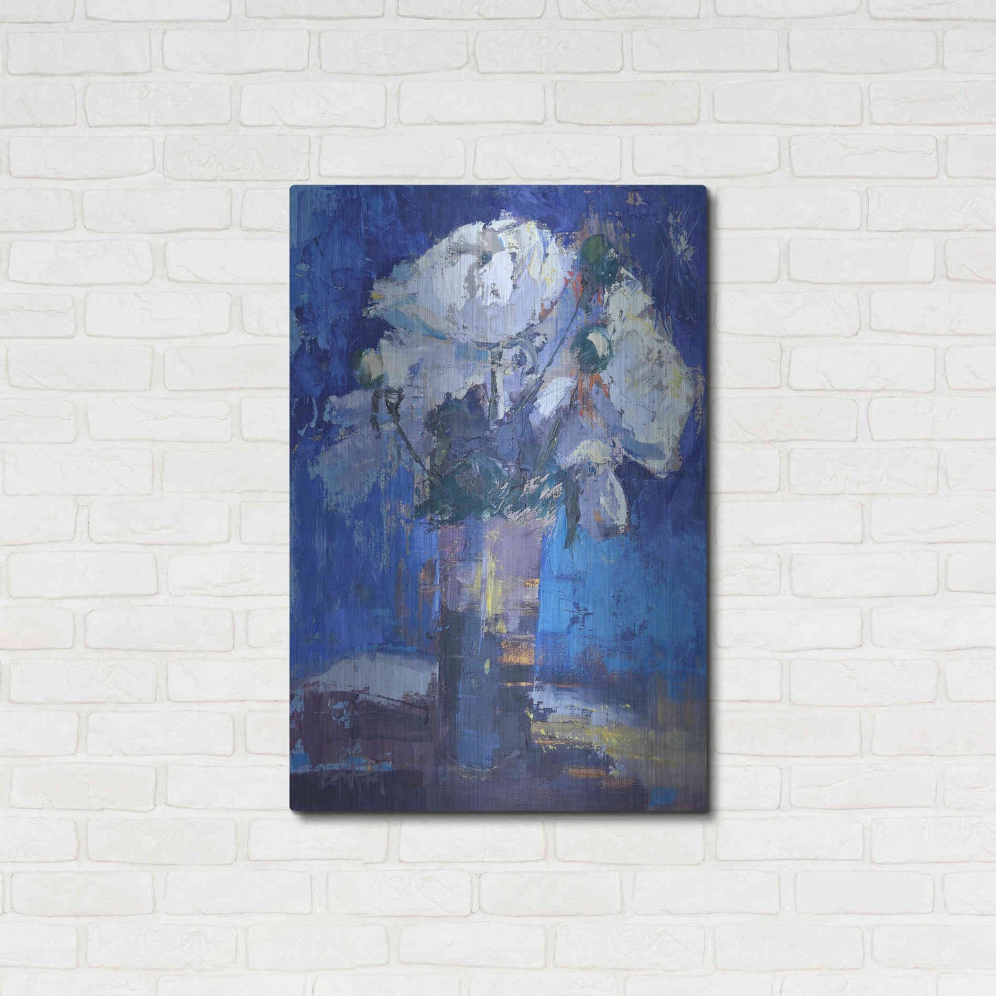 Luxe Metal Art 'White Peonies' by Beth Forst, Metal Wall Art,24x36