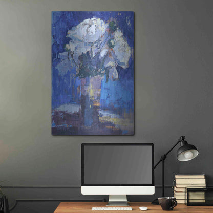 Luxe Metal Art 'White Peonies' by Beth Forst, Metal Wall Art,24x36