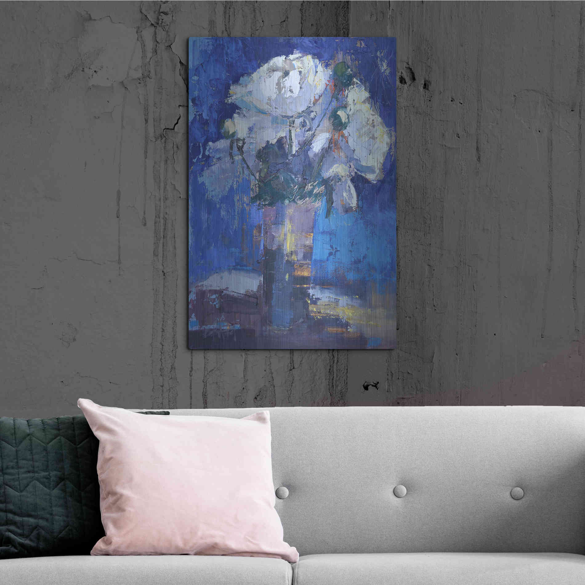 Luxe Metal Art 'White Peonies' by Beth Forst, Metal Wall Art,24x36