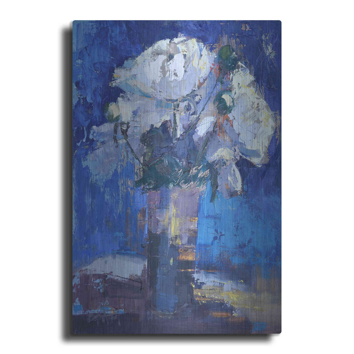 Luxe Metal Art 'White Peonies' by Beth Forst, Metal Wall Art