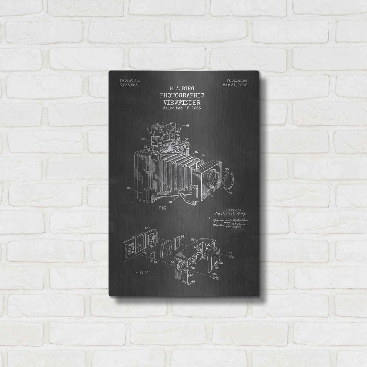 Luxe Metal Art 'Photographic Viewfinder Blueprint Patent Chalkboard' Metal Wall Art,16x24
