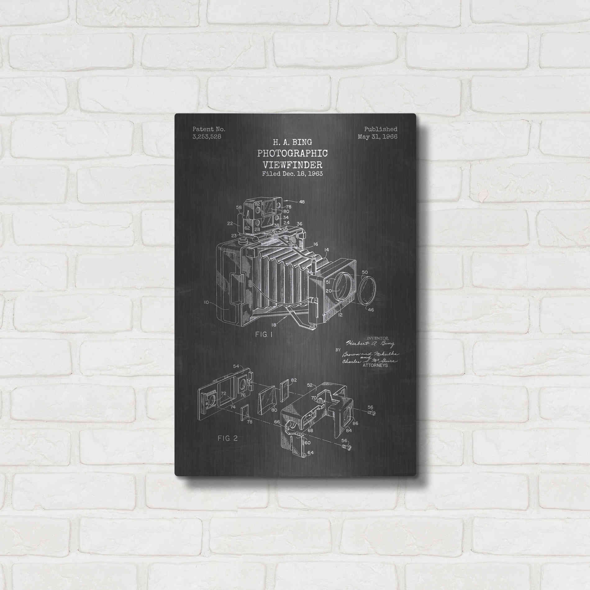 Luxe Metal Art 'Photographic Viewfinder Blueprint Patent Chalkboard' Metal Wall Art,16x24