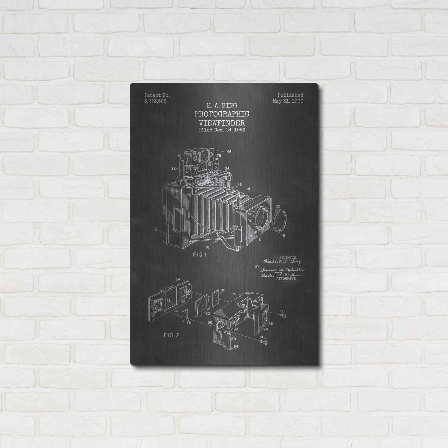 Luxe Metal Art 'Photographic Viewfinder Blueprint Patent Chalkboard' Metal Wall Art,24x36