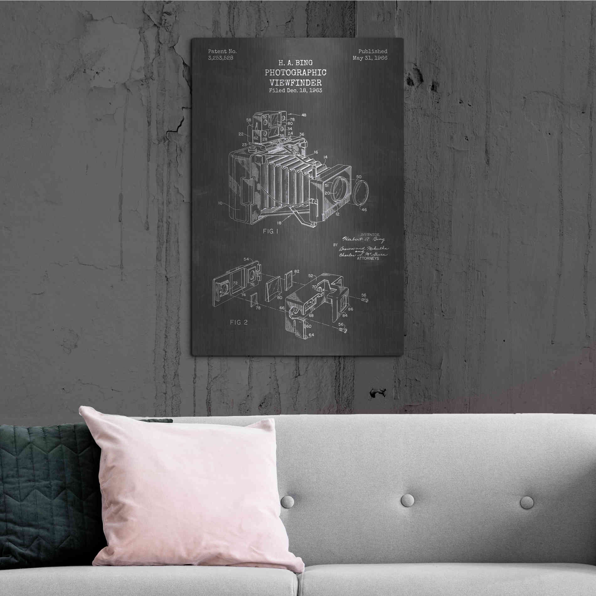 Luxe Metal Art 'Photographic Viewfinder Blueprint Patent Chalkboard' Metal Wall Art,24x36