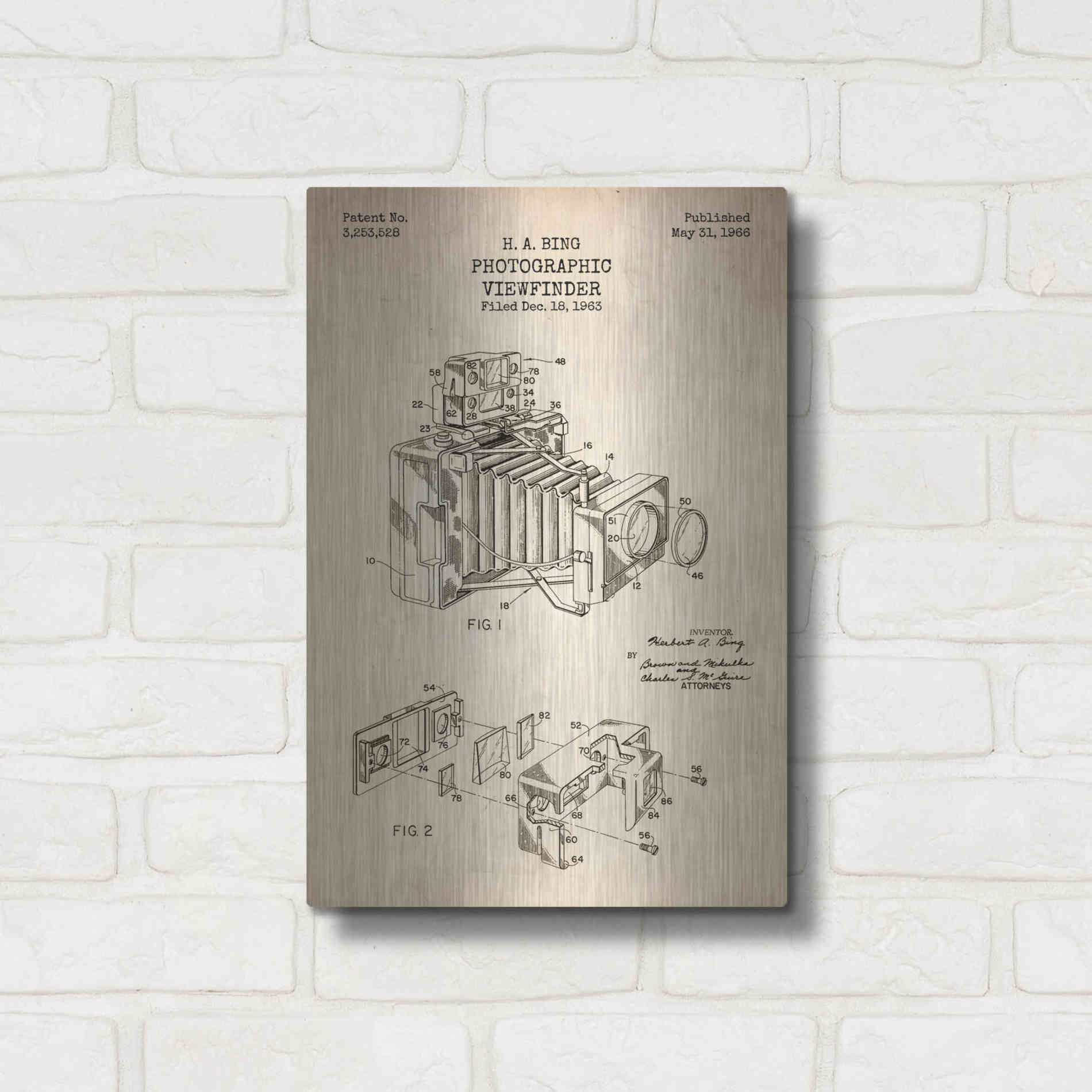 Luxe Metal Art 'Photographic Viewfinder Blueprint Patent Parchment' Metal Wall Art,12x16