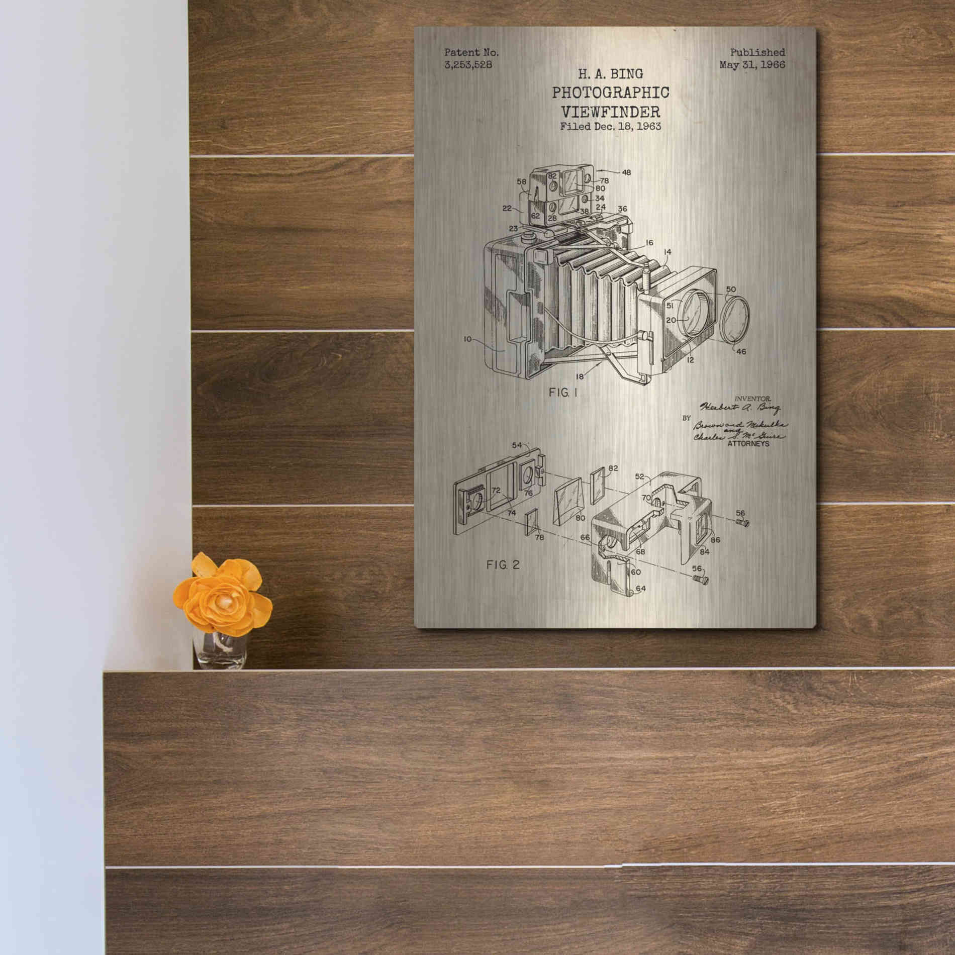 Luxe Metal Art 'Photographic Viewfinder Blueprint Patent Parchment' Metal Wall Art,12x16
