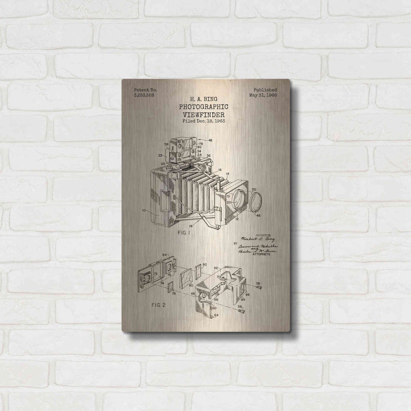 Luxe Metal Art 'Photographic Viewfinder Blueprint Patent Parchment' Metal Wall Art,16x24