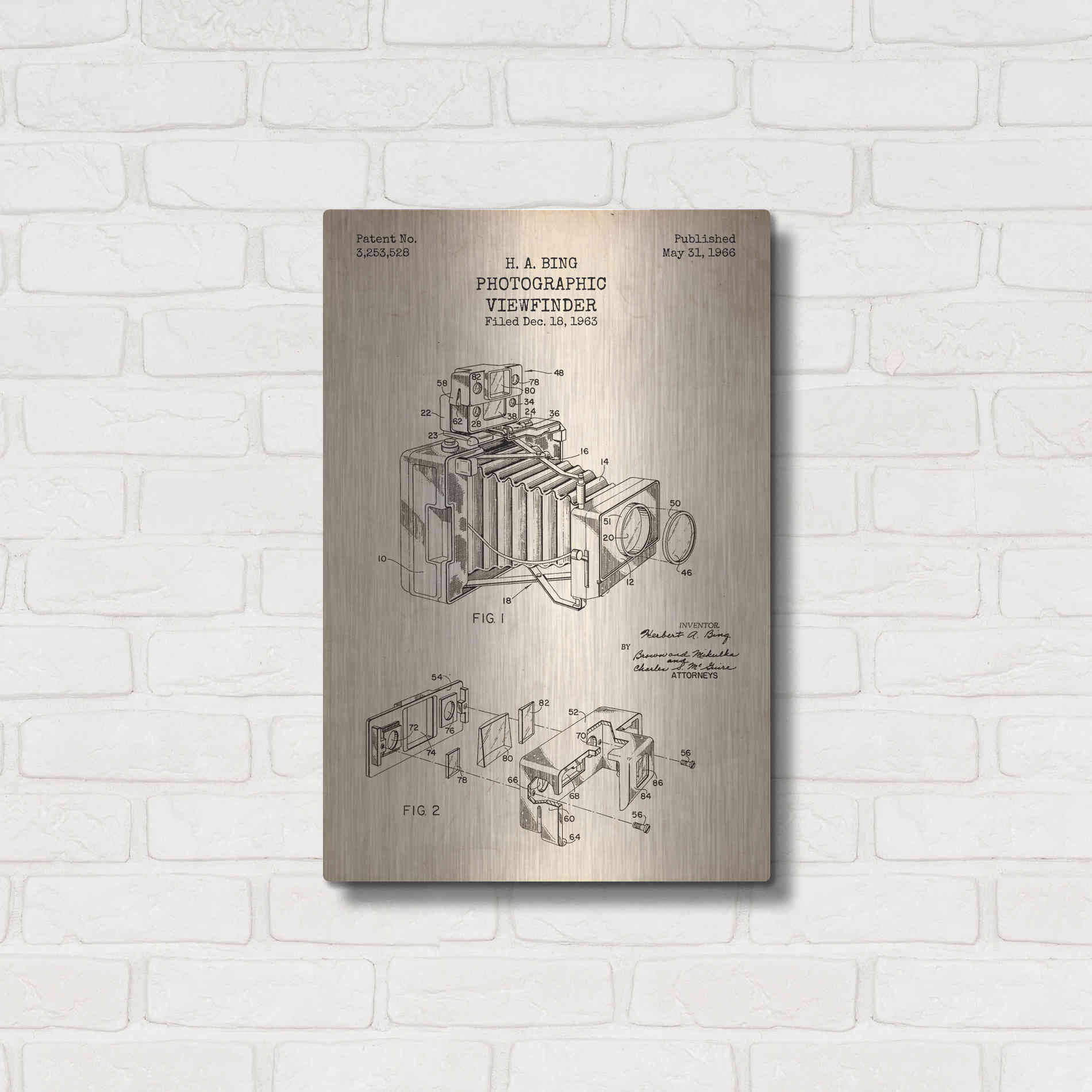Luxe Metal Art 'Photographic Viewfinder Blueprint Patent Parchment' Metal Wall Art,16x24