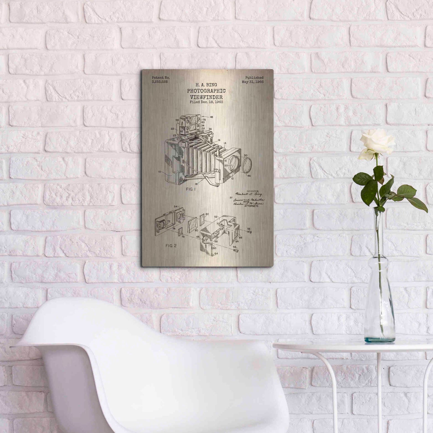 Luxe Metal Art 'Photographic Viewfinder Blueprint Patent Parchment' Metal Wall Art,16x24