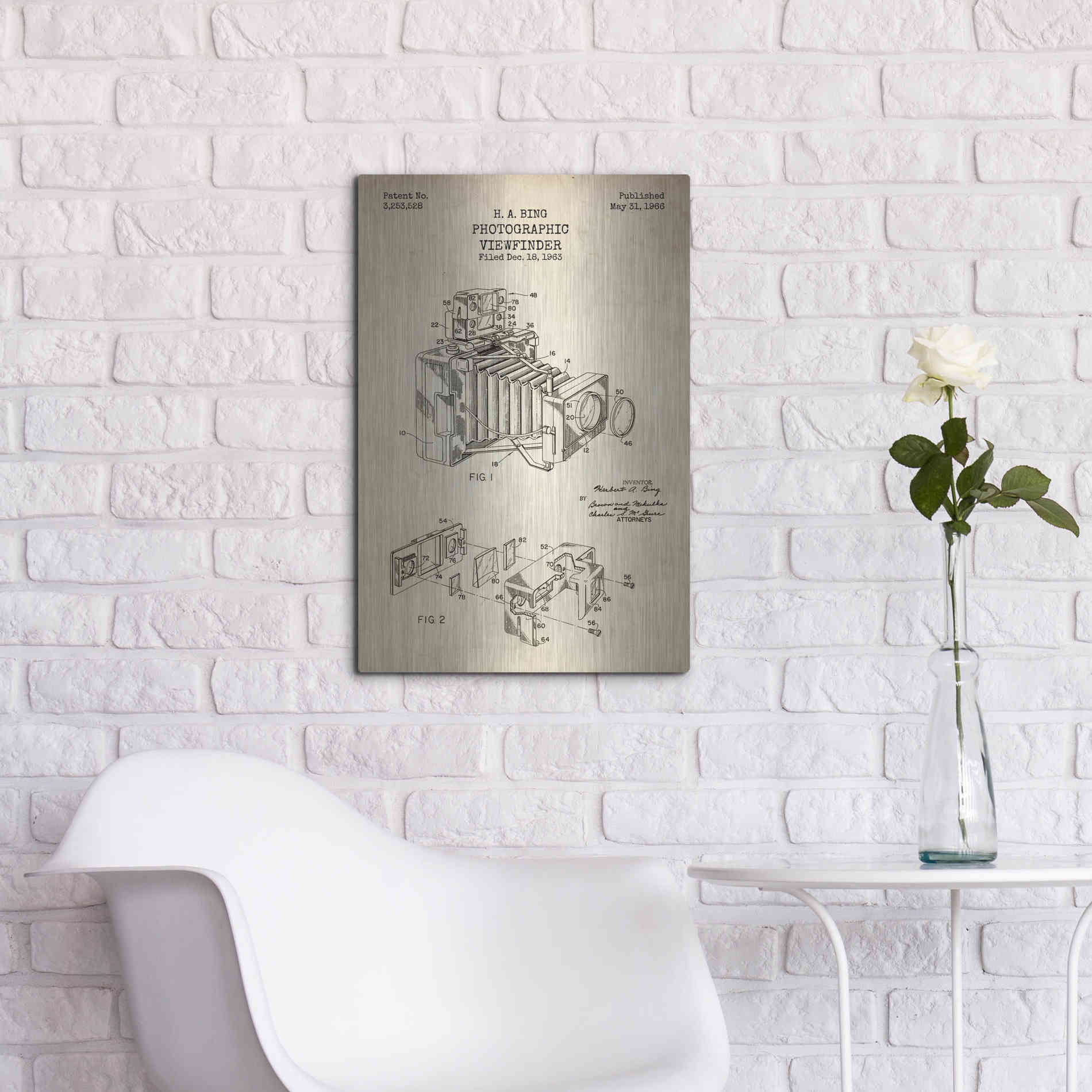Luxe Metal Art 'Photographic Viewfinder Blueprint Patent Parchment' Metal Wall Art,16x24