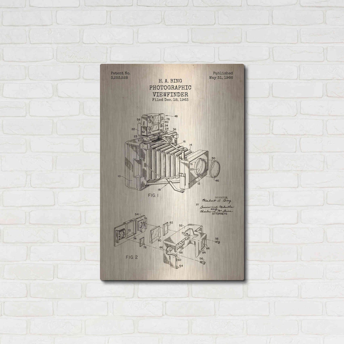 Luxe Metal Art 'Photographic Viewfinder Blueprint Patent Parchment' Metal Wall Art,24x36