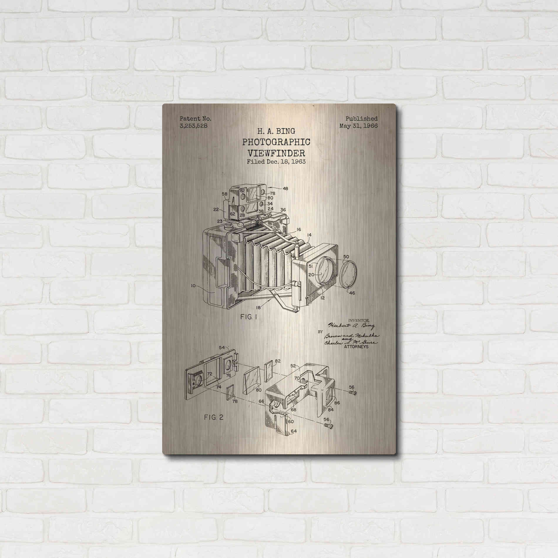 Luxe Metal Art 'Photographic Viewfinder Blueprint Patent Parchment' Metal Wall Art,24x36
