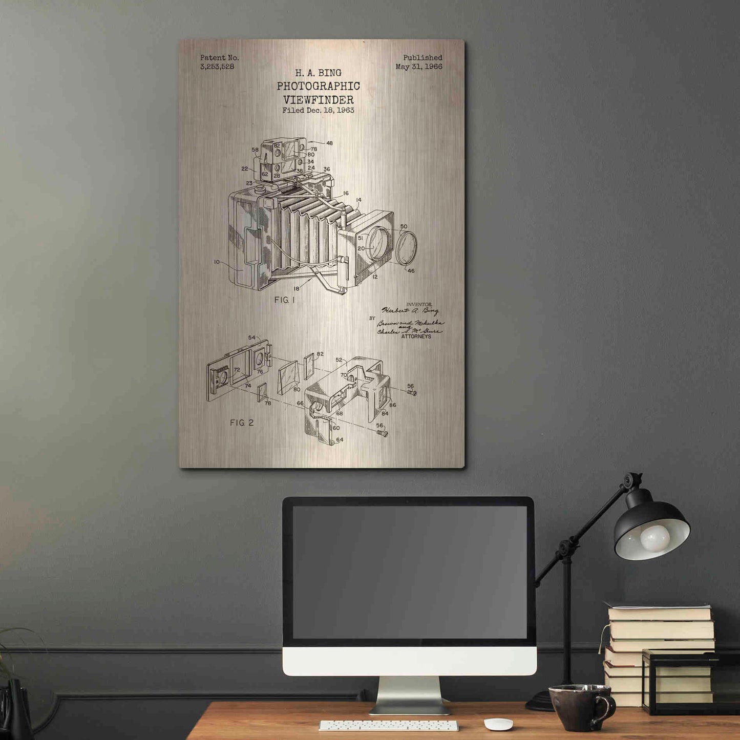 Luxe Metal Art 'Photographic Viewfinder Blueprint Patent Parchment' Metal Wall Art,24x36