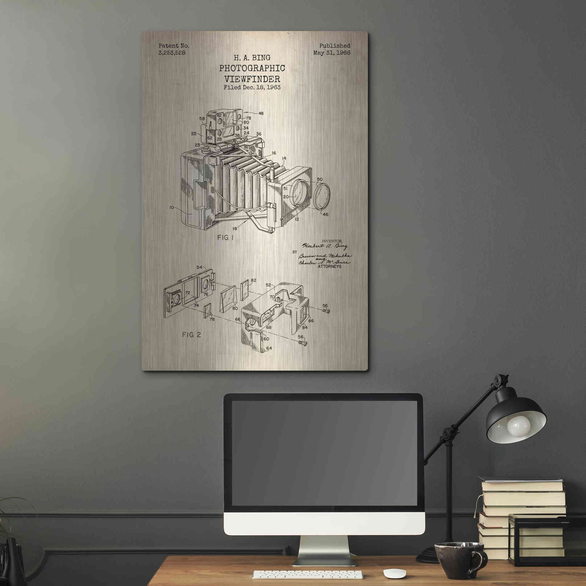 Luxe Metal Art 'Photographic Viewfinder Blueprint Patent Parchment' Metal Wall Art,24x36