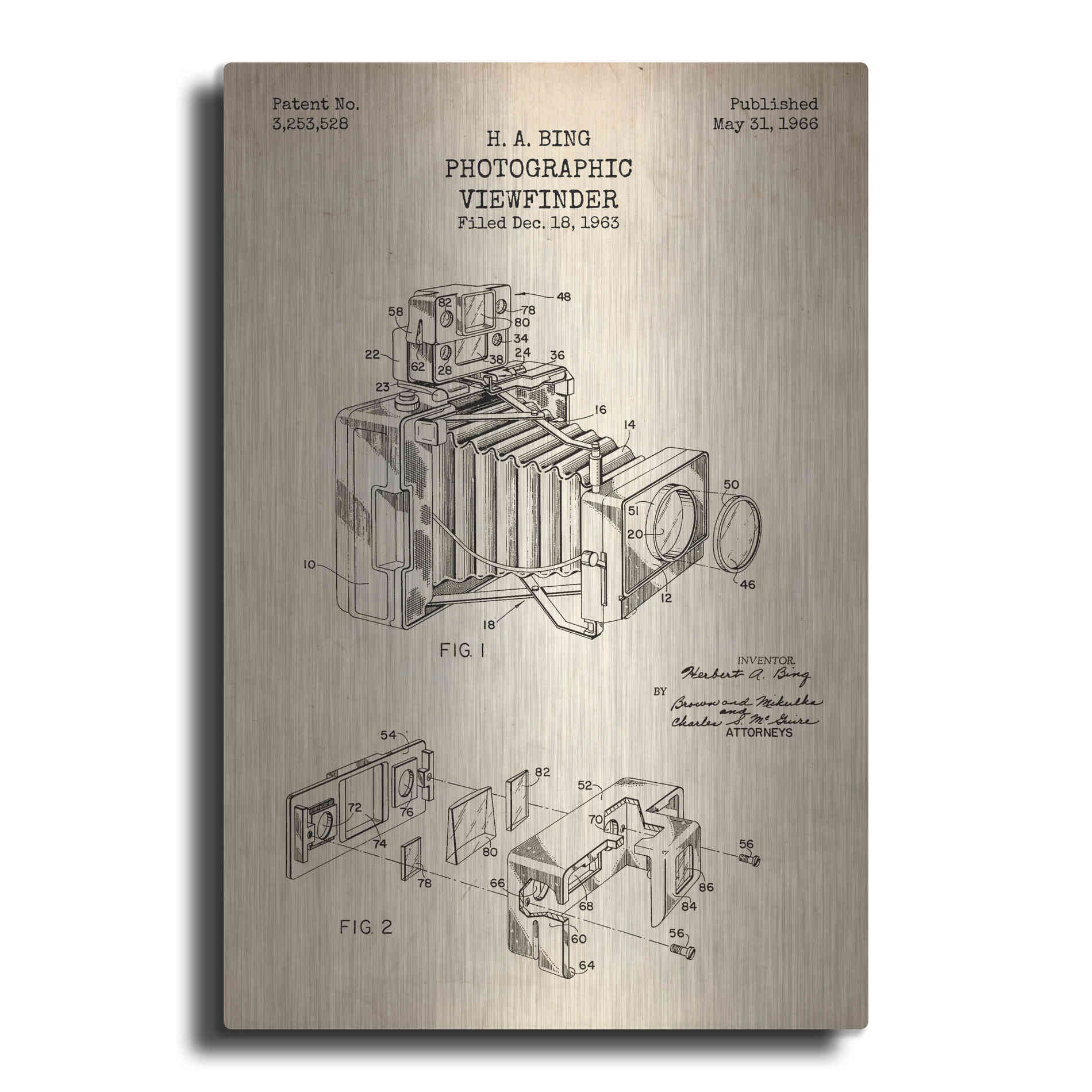 Luxe Metal Art 'Photographic Viewfinder Blueprint Patent Parchment' Metal Wall Art