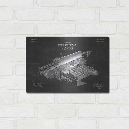 Luxe Metal Art 'Type Writing Machine Blueprint Patent Chalkboard' Metal Wall Art,16x12