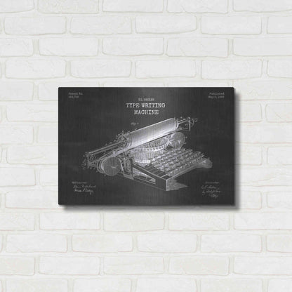 Luxe Metal Art 'Type Writing Machine Blueprint Patent Chalkboard' Metal Wall Art,24x16