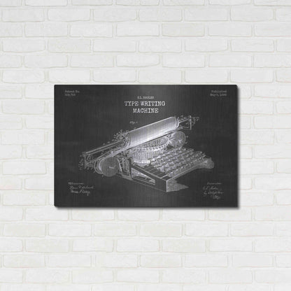 Luxe Metal Art 'Type Writing Machine Blueprint Patent Chalkboard' Metal Wall Art,36x24