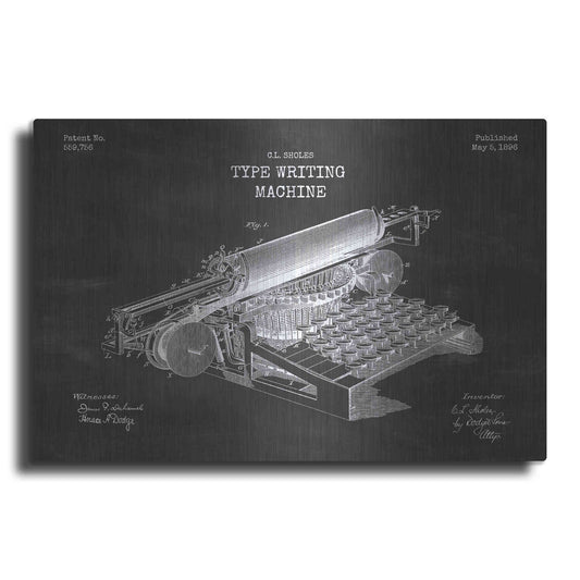 Luxe Metal Art 'Type Writing Machine Blueprint Patent Chalkboard' Metal Wall Art