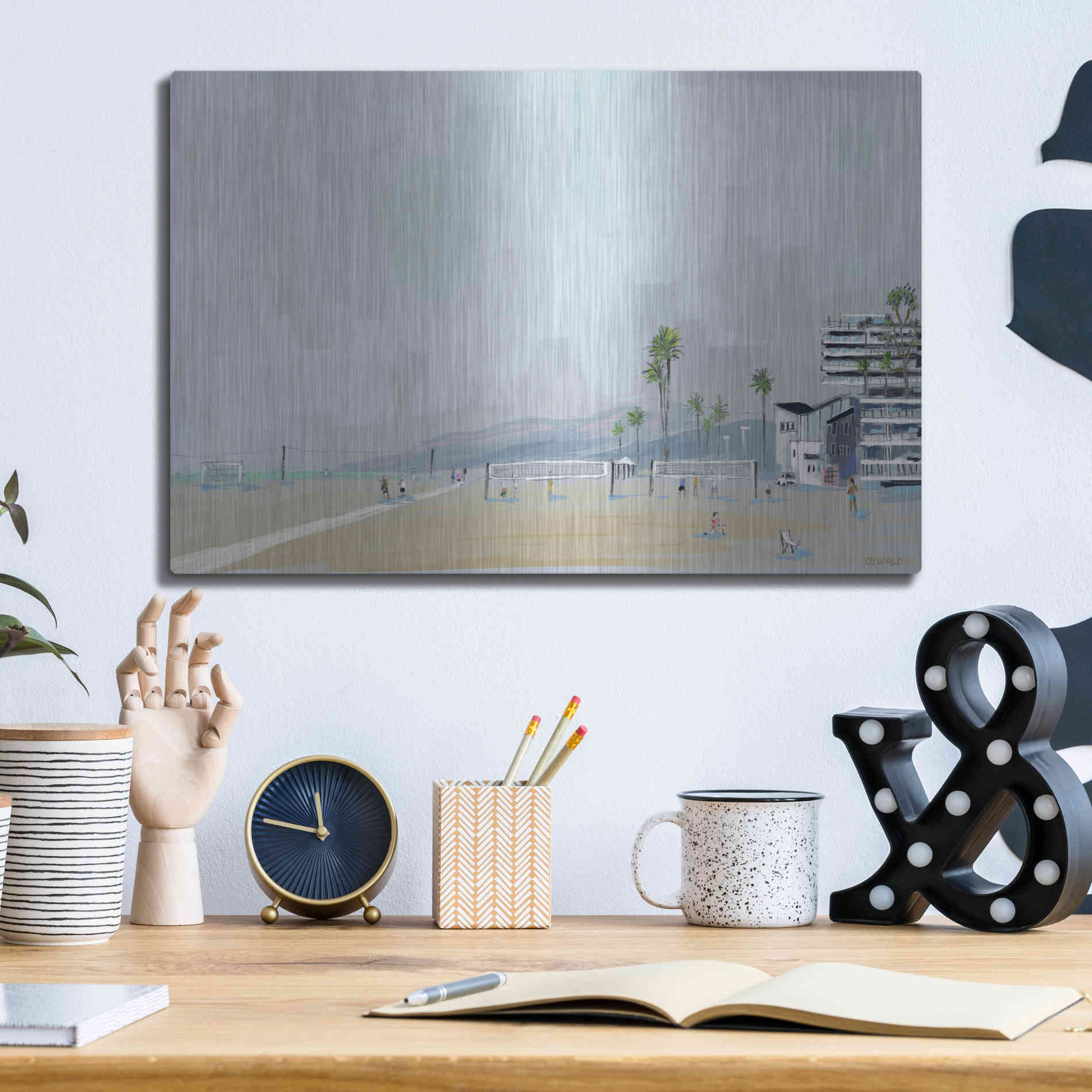 Luxe Metal Art 'Annenberg Beach House' by Pete Oswald, Metal Wall Art,16x12