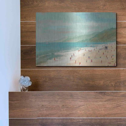 Luxe Metal Art 'Santa Monica Beach' by Pete Oswald, Metal Wall Art,16x12