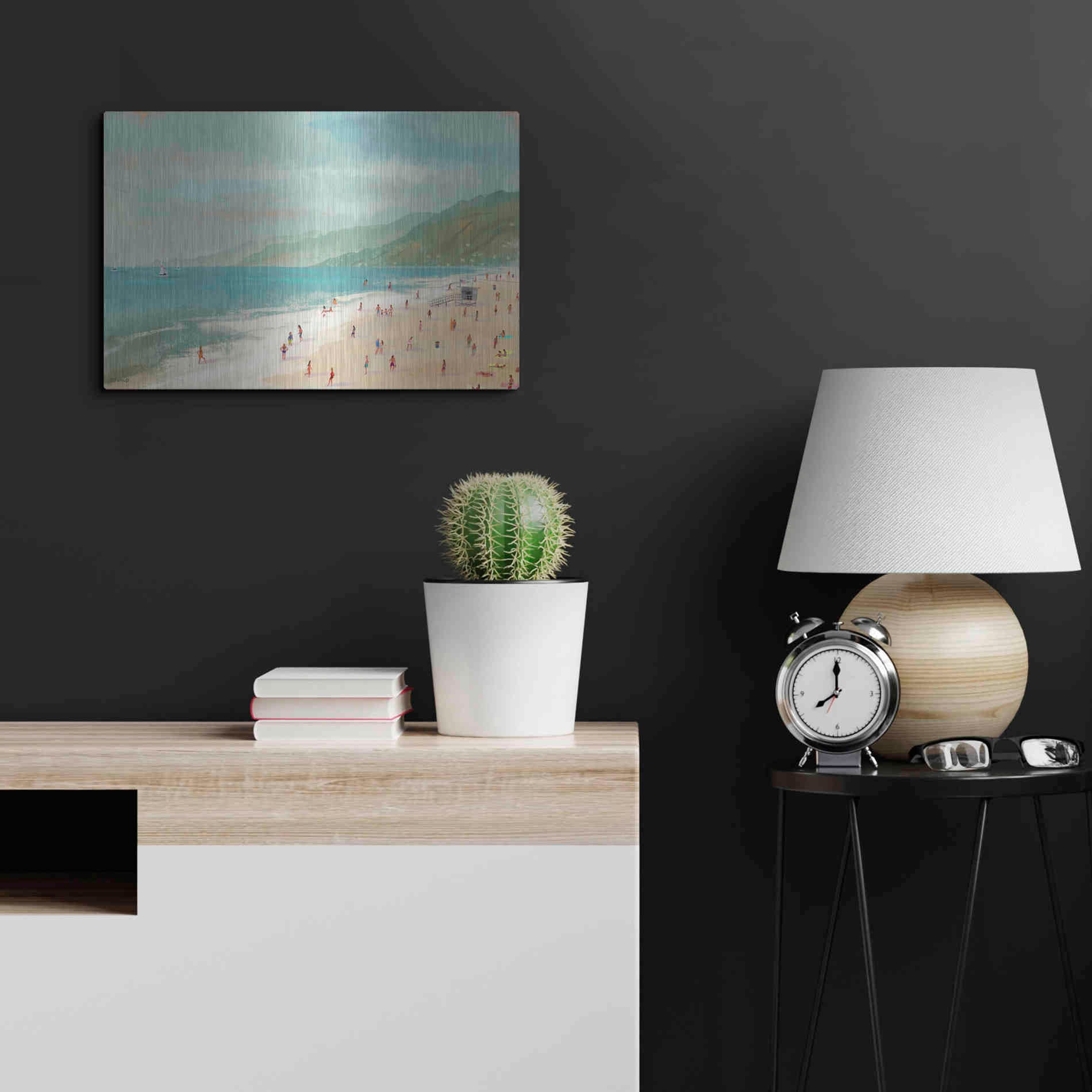 Luxe Metal Art 'Santa Monica Beach' by Pete Oswald, Metal Wall Art,24x16