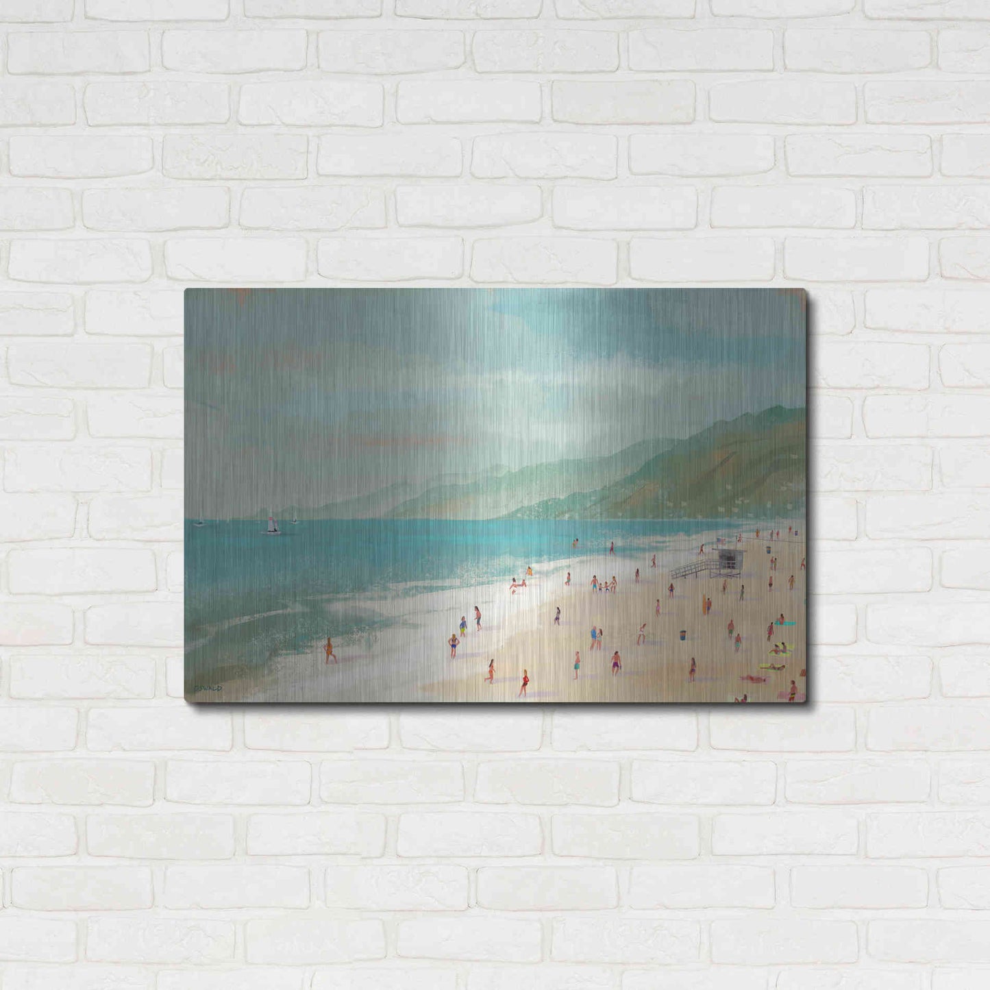 Luxe Metal Art 'Santa Monica Beach' by Pete Oswald, Metal Wall Art,36x24