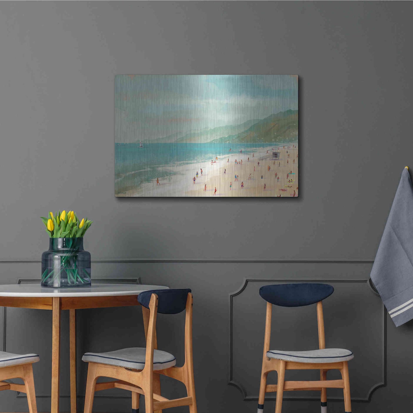 Luxe Metal Art 'Santa Monica Beach' by Pete Oswald, Metal Wall Art,36x24