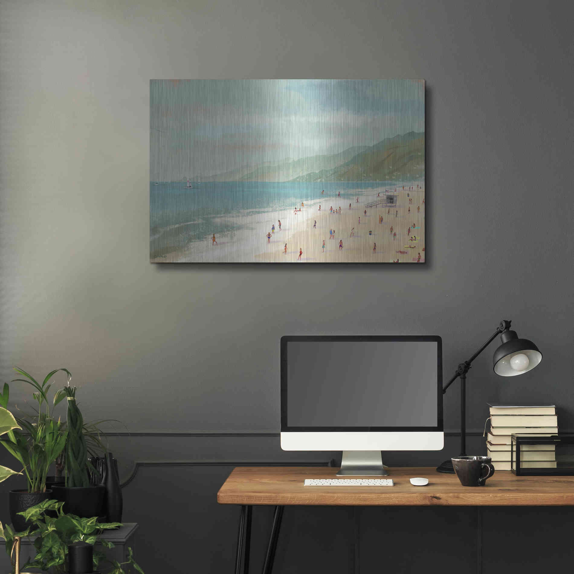 Luxe Metal Art 'Santa Monica Beach' by Pete Oswald, Metal Wall Art,36x24
